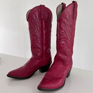 Size 6.5 Vintage Red Leather Cowboy Boots